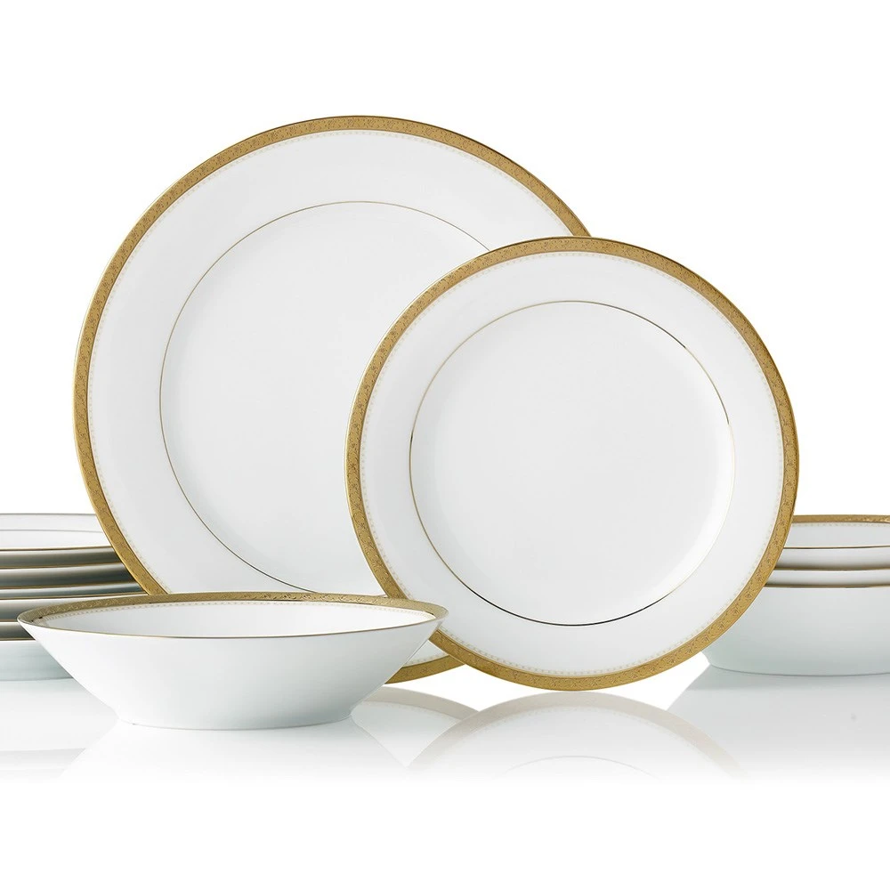 Noritake Charlotta 12 Piece Dinner Set Gold 4 Noritake Charlotta 12 Piece Dinner Set Gold - Image 2