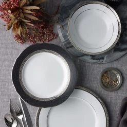 Noritake Regent 12 Piece Dinner Set Platinum -Alex Liddy Store NOR 4333 D12 4