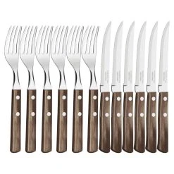 Tramontina Churrasco 12 Piece Fork & Steak Knife Set Brown